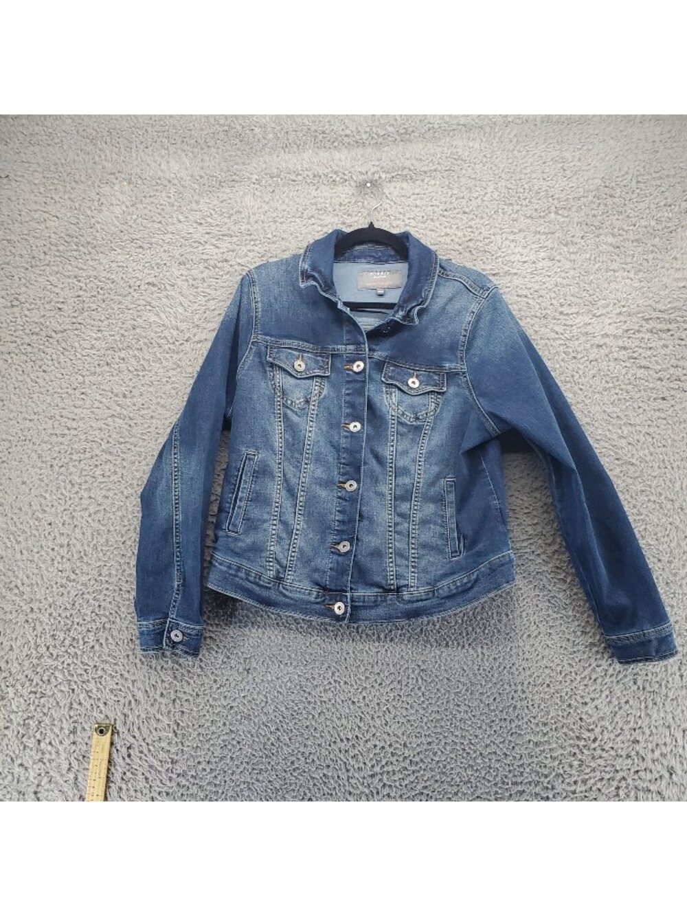 Torrid Jacket Womens Size 1X Blue Denim Button Front Stretch *Read*